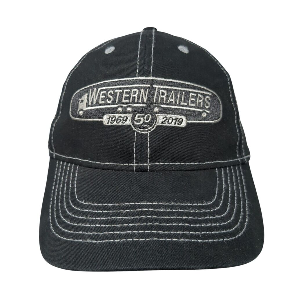 Western Trailers Strapback Hat Black One Size Embroidered 6 Panel